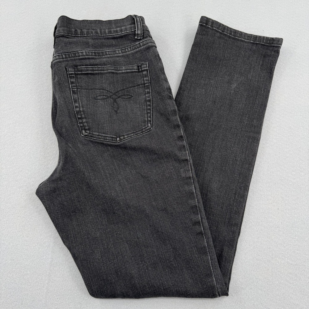 Chaps Womens‎ Mid-Rise Straight Leg Jeans Faded Black Denim Size 8 Stretch Y2K